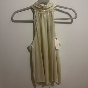 NWT Anthropologie halter top with open back metallic ivory size medium